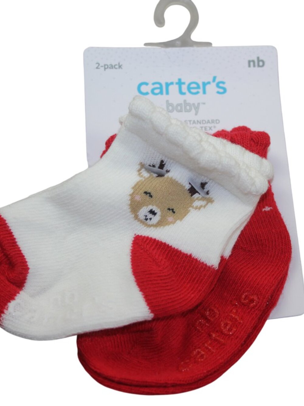 Carter's Christmas Socks 2-Pack Baby Girls Size NB Newborn Reindeer Red Dot NWT
